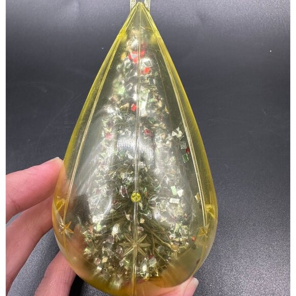 Vintage Christmas Ornaments Bottle Brush Tree Yellow Atomic Plastic Jewelbrite - Picture 5 of 6